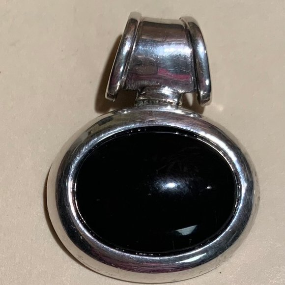 Sterling Silver & Onyx Slide Pendant - Picture 1 of 5